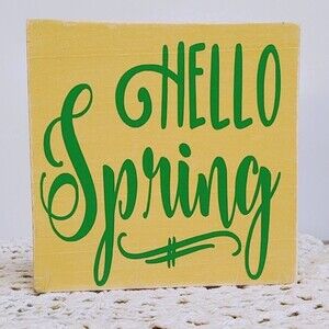 Handmade Tiered Tray Farmhouse Home Decor Hello Spring Mini Wood Shelf Sign